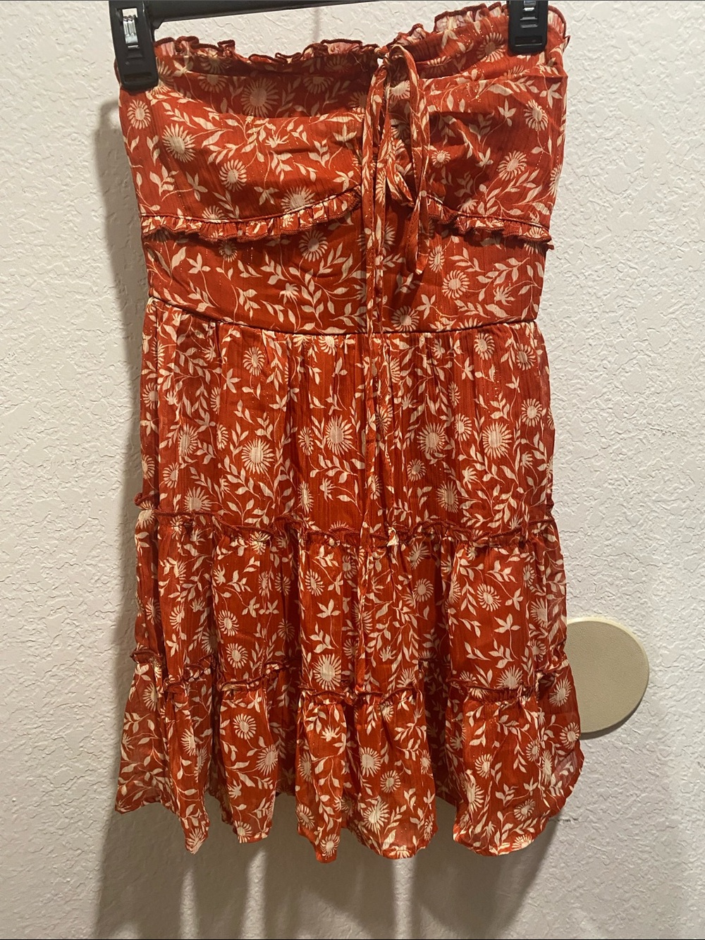Francesca's Collections Rust Floral Mini Skirt